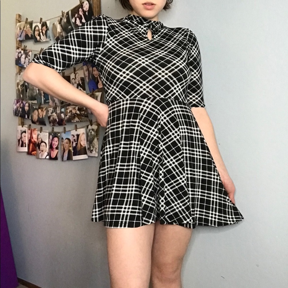 Black white stripes mini dress good for parties